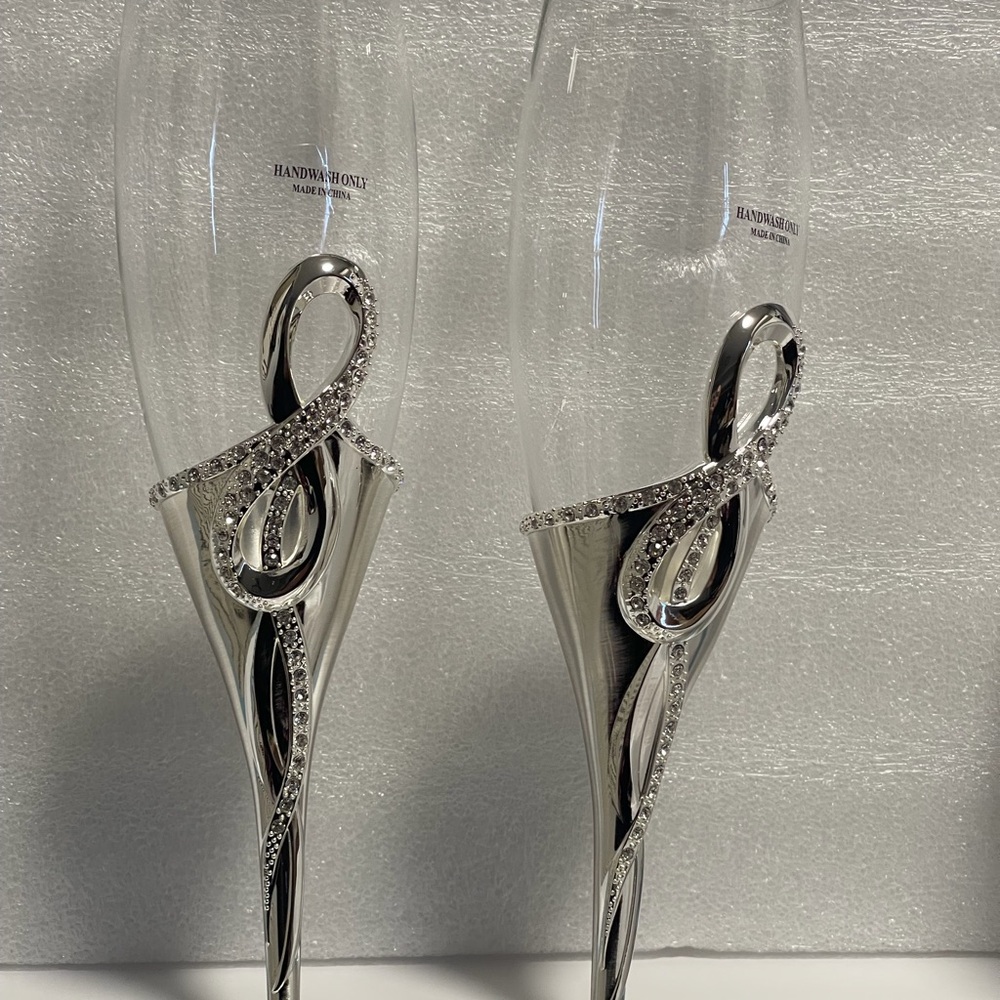 Things Remembered Silver Champagne Flutes